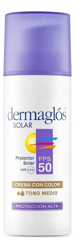 Protector Solar Dermaglós Con Color Tono Medio 50fps Crema
