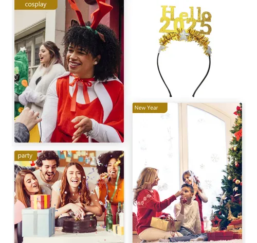 2pcs Diadema De Año Nuevo Para Mujeres Fiesta 2025
