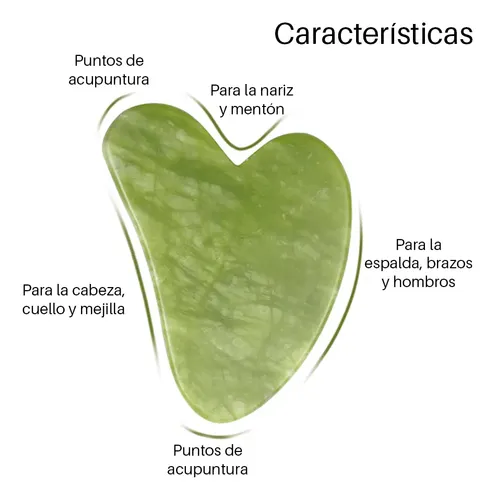 Piedra Masajeadora Facial Gua Sha de Jade Xiuyan Verde con Forma de Corazón