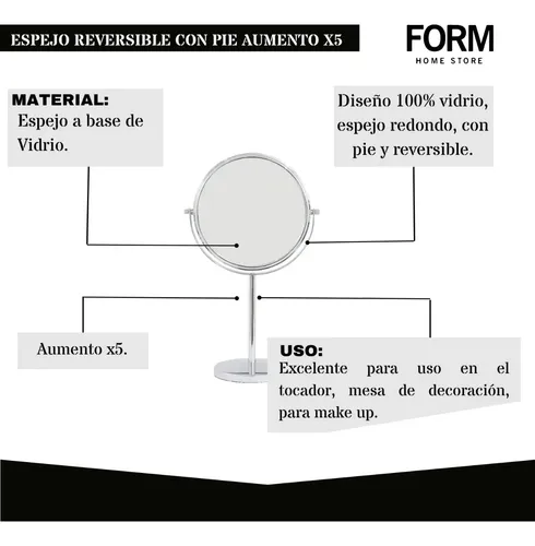 Espejo Reversible Con Pie Aumento X5