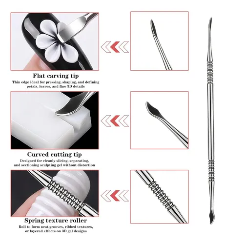 Set 5 Herramientas Esculpir Uñas 3d Gel Manicura Profesiona