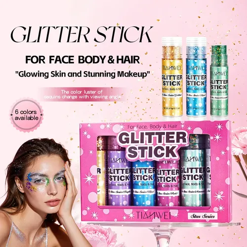 Set De Maquillaje Corporal Con Purpurina De 6 Colores Para E