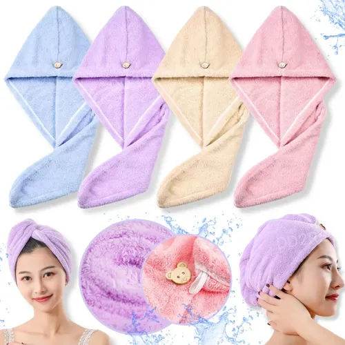 Gorro Toalla Turbante Microfibra Seca Pelo Rápido Animales