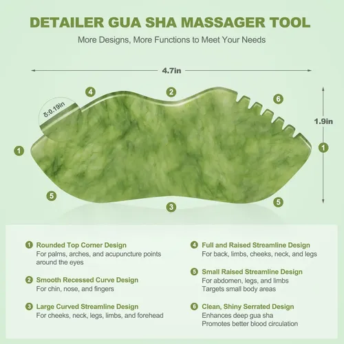 Set De Masajeador Facial Gua Sha Con Piedras De Jade, 3 Unid
