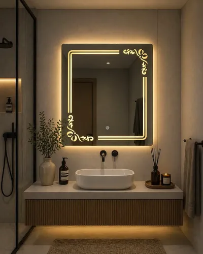 Espejo Digital Led Rectangular 70×80 Sin Marco Moderno