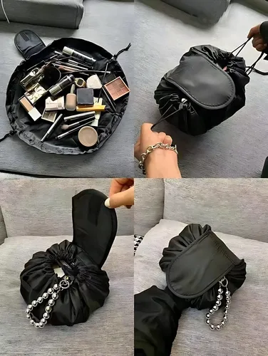 Cosmetiquera Con Cadena De Cuentas Y Bolsa Expandible