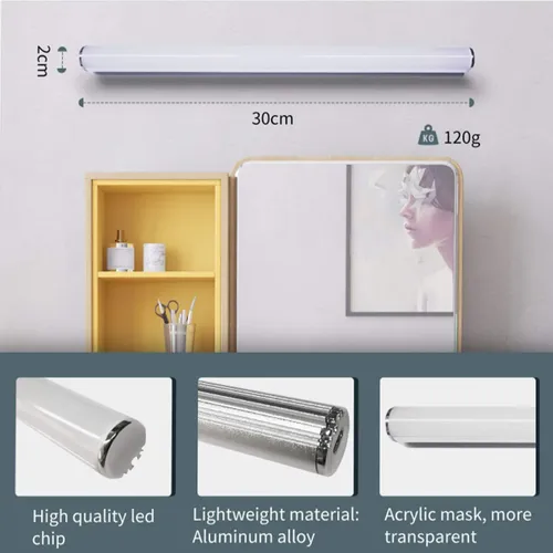 Luz De Espejo Led Recargable Portátil Inalámbrica Brillo Con