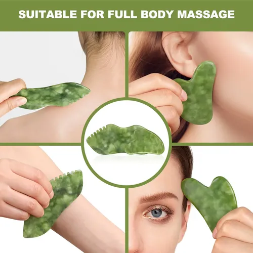 Masajeador Facial Gua Sha Set Airogym Jade Stone Para Mujer