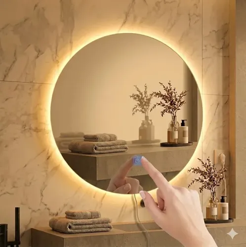 Espejo Redondo 60 Cm Led Retroiluminado Touch Tactil