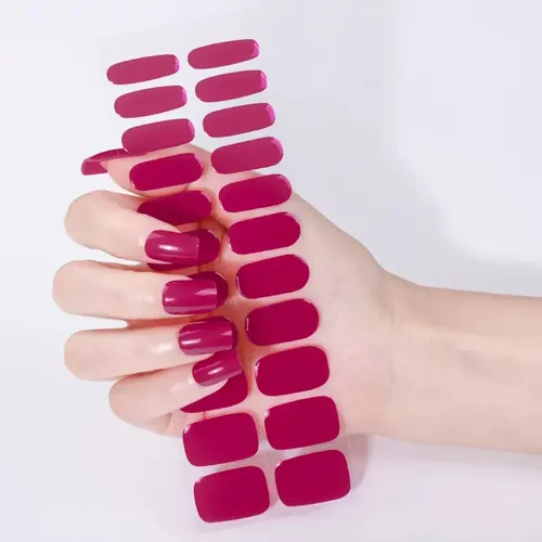 Tiras De Uñas de Gel Premium 22u Autoadhesivas – No Necesitan Lámpara Uv – Frambuesa