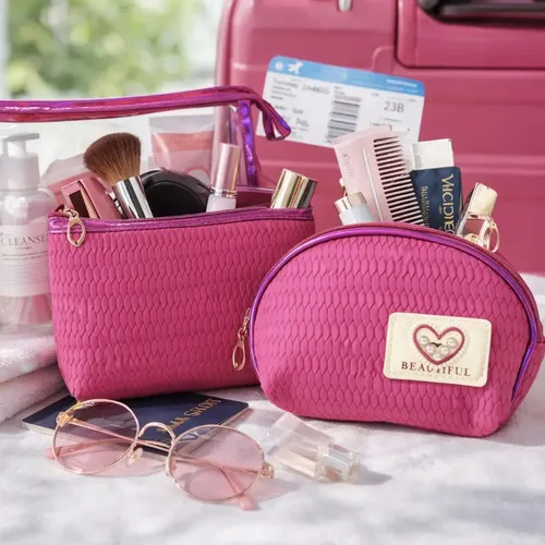 Neceser Mujer X3 Unidades Porta Cosmético Maquillaje Luvina
