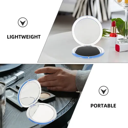 Espejo De Maquillaje Portátil Con Aumento Plegable