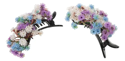 ..2 Piezas De Pinzas De Pelo Florales De Pico De Pato.. Azul