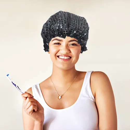 Gorro De Ducha Con Lentejuelas Impermeable Para Baño Y Cabel