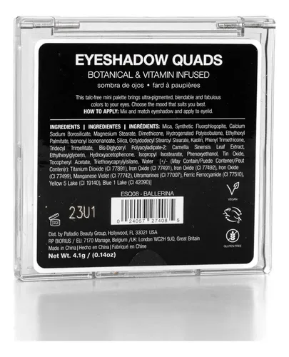 Sombra De Ojos Palladio Quads, Mate Mezclable Con Pigmentos