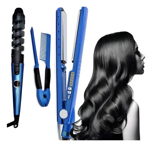 Set Plancha Pelo 450° Y Rizador 2 En 1 Profesional