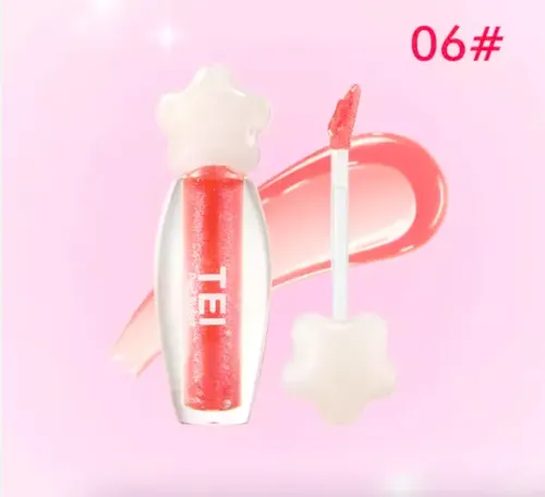 Tei Lipgloss Lip Glaze Star Labial Gloss Glitter Con Color