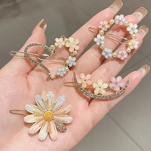 4 Piezas De Horquillas Para El Cabello Con Pétalos De Flores