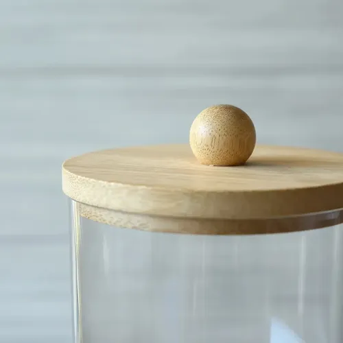 Organizador Cosméticos Doble Piso Acrílico Tapa Bambú 17x7cm