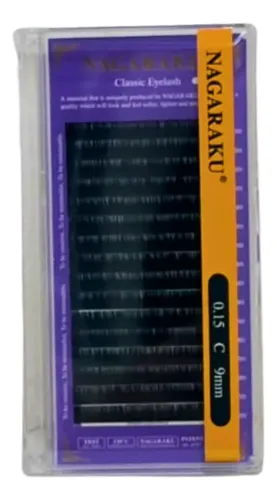 Kit Nagaraku Extensiones De Pestañas Clásicas 0.15 Curva C Largos 8 Al 10 Mm