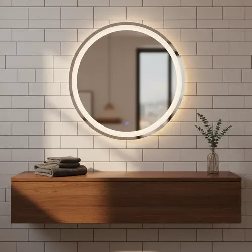 Espejo Redondo Lumens 50cm Luz Led Táctil Fría Cálida Neutr