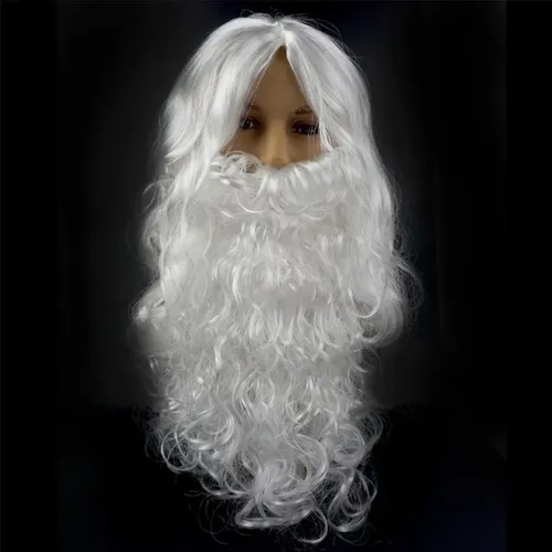 Disfraz De Abuelo Con Peluca Y Barba De Papá Noel Para Hallo