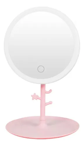 Espejo De Maquillaje Con Luz Led Usb Redondo Con Ganchitos