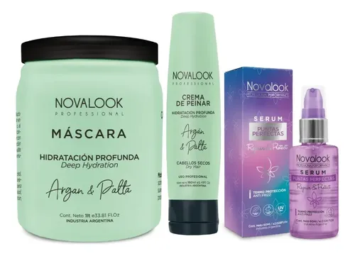 Mascara Argan Y Palta Crema De Peinar Serum Repara Novalook