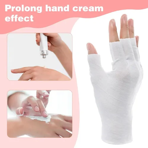 Guantes Algodón Blancos Hidratantes Sin Dedos Para Dormir