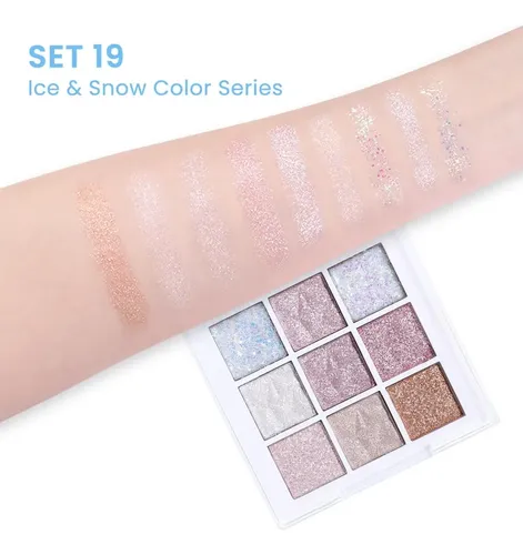Cakaila Paleta Sombras 9 Colores Glitter Rosa Blanco