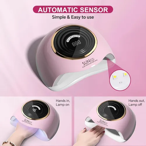 Lámpara Uv Led 288w Rosa Profesional Secado Rápido Gel