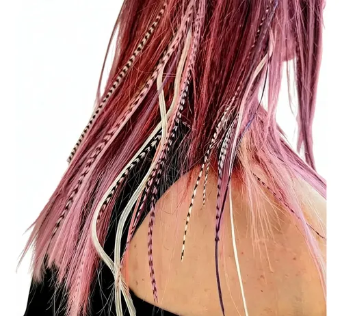 Plumas Naturales Para Pelo X6un. De 23-25cm Mix De Colores