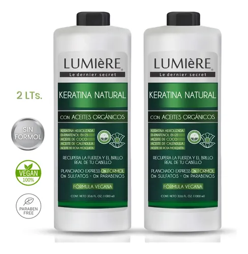 Keratina Nutritiva Organica Natural Sin Formol Lumiere 2 Lts