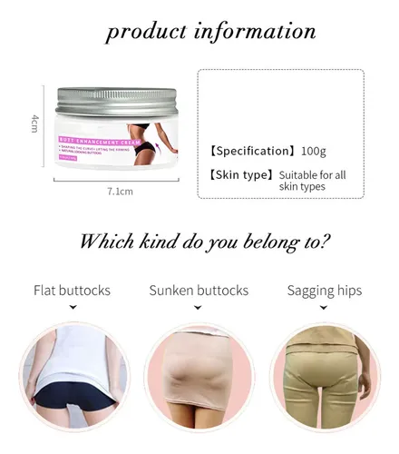 Crema Reafirmante Para Agrandar Glúteos Hip Up, 100 G Sin Fragancia