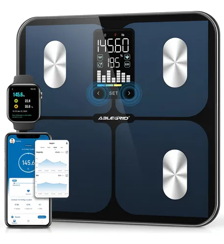 Báscula Digital Ablegrid 400lb Con Medición De Grasa Y Bmi