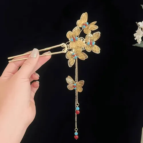 Pinza Para El Pelo Con Borlas De Mariposa China, Estilo Retr