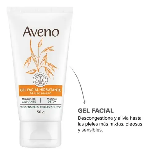 Gel Crema Hidratante Facial Piel Sensible Mixta Aveno 50g