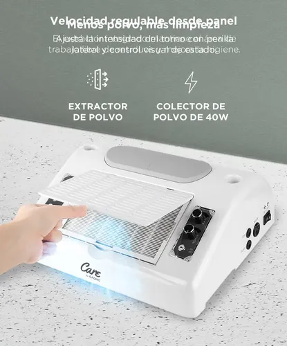 Cabina UV LED Para Uñas Care By Gadnic 5 En 1 96W Torno 30000RPM Recolector De Polvo Luz 360