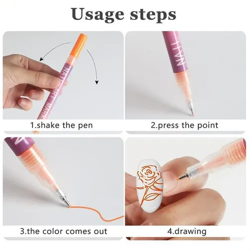 Juego De Bolígrafos Para Uñas De 12 Colores, A Base De Agua,