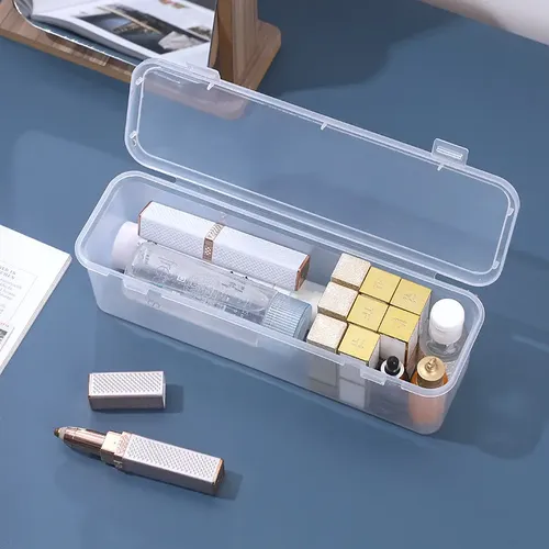 Maquillaje De Plástico Transparente Portátil Y Largo Con Alm