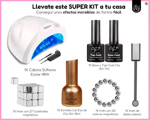 Kit Uñas Esmalte Gel Semipermanente Efecto Ojo Gato Iman