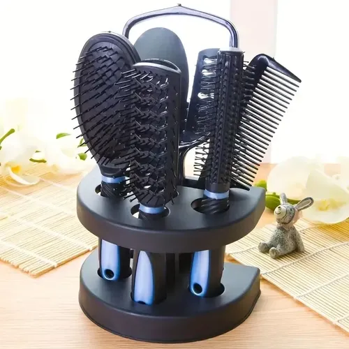 Set Peines Cepillos Cabello Con Soporte X5