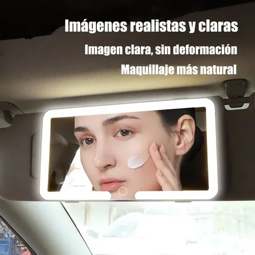 Espejo De Maquillaje De Visera Para Coche Con Luz Led 3x