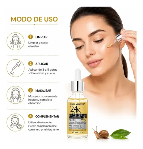 Serum Facial 24k Gold Iluminador Inspirado En Estilo Coreano Todo Tipo De Piel Día/noche