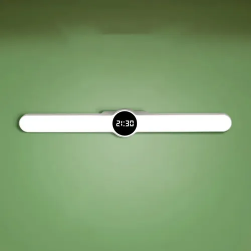 Lampara Led Recargable Con Reloj Digital Magnetica Portatil Velador Tactil Bajo Alacena Escritorio Luz Fria Calida Barra Led Usb Mesa Cocina Mesada Ropero Espejo Estudio Oficina Moderna Hogar
