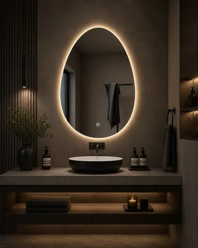 Espejo Led Digital Ovoide Lagrima Touch Inteligente