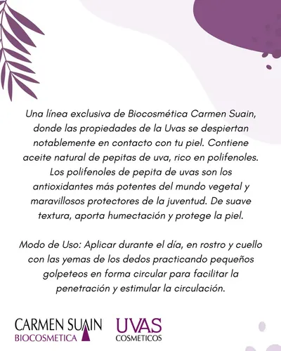UVAS Crema Humectante Dia 120ml Antioxidante Rejuvenecedora SIN TACC