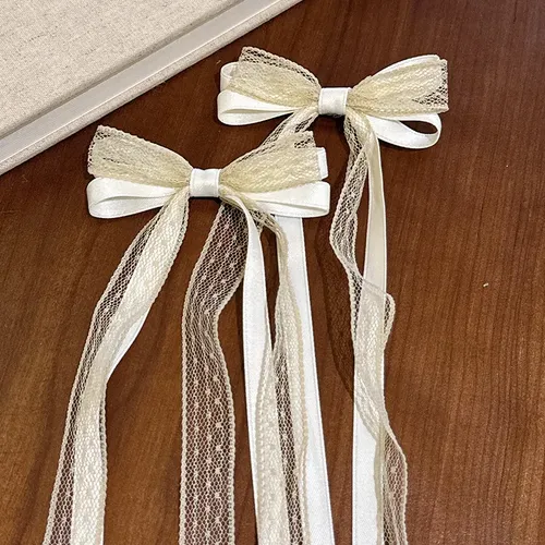 Broche De Moño De Encaje Para Niñas, Cola De Caballo