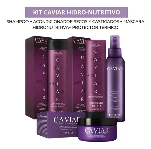 Kit Shampo Acond Mascara + Portector Termico Caviar Fidelite