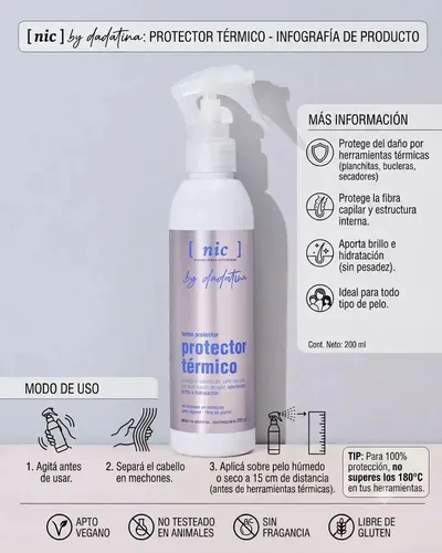 Protector Térmico Capilar Nic By Dadatina 200ml